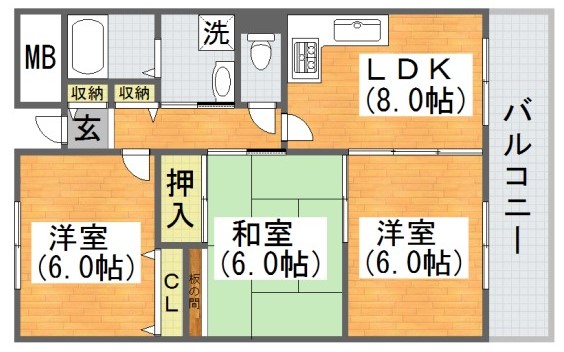 大阪市平野区喜連西のマンションの間取り