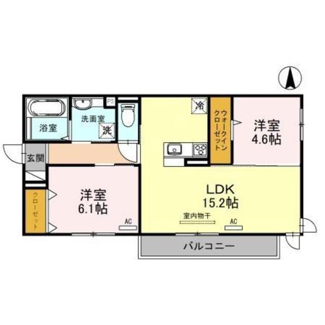 大阪市東住吉区北田辺のアパートの間取り