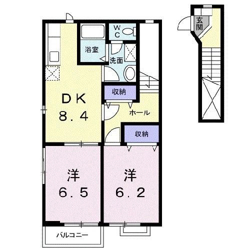 富岡市一ノ宮のアパートの間取り