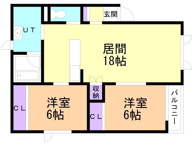 帯広市西十九条南のアパートの間取り