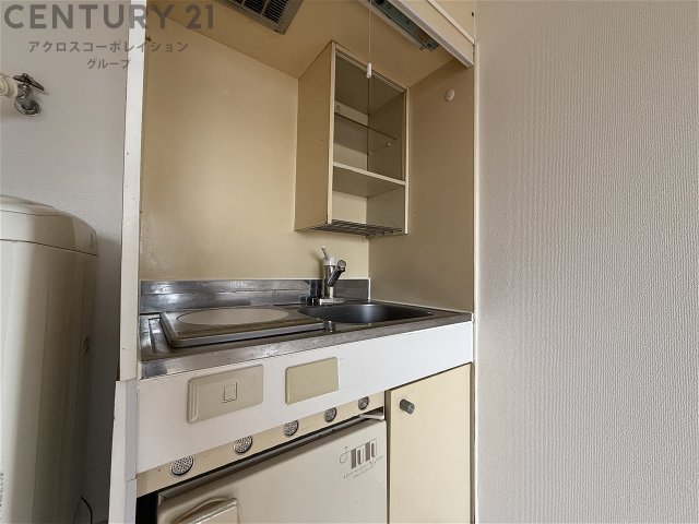 キッチン　1口IHコンロで火を使わず、料理初心者の方にもおすすめです！