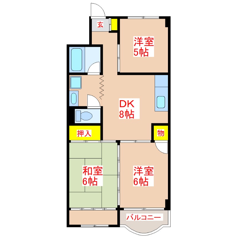 3DK Mansion in Kagoshima, Kagoshima — photo 2 of 3