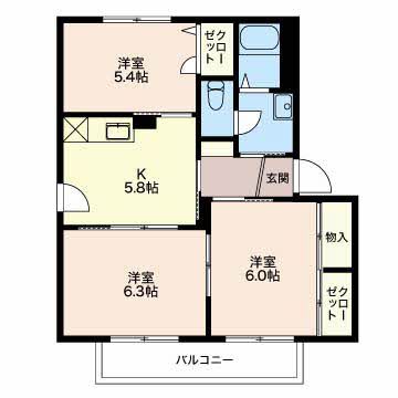 バリュージュ本新町 Cの間取り写真
