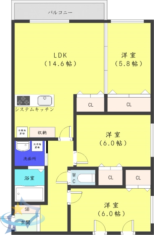 ドゥーディマンシュの間取り写真