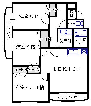 那須塩原市南町のマンションの間取り