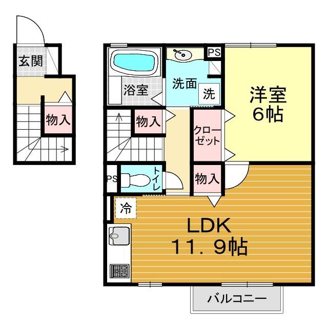 下関市長府安養寺のアパートの間取り