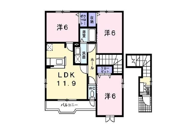 東温市横河原のアパートの間取り