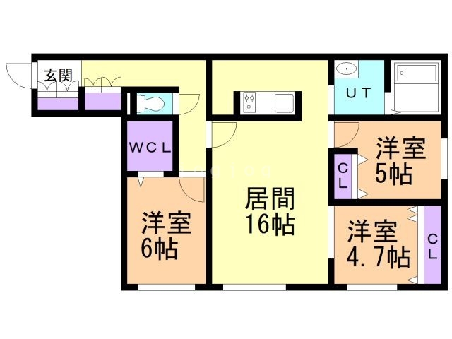 札幌市東区北二十七条東のマンションの間取り