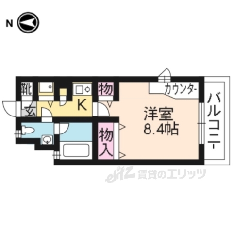 京都市北区小山北玄以町のマンションの間取り