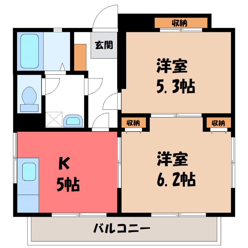 小山市花垣町のマンションの間取り