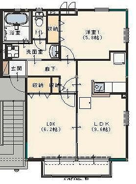 前橋市西片貝町のアパートの間取り