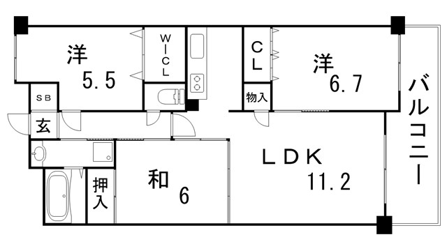 ろうきん鈴蘭台東コーポの間取り