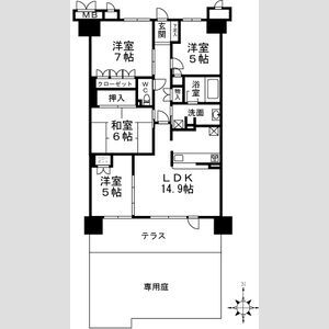 堺市西区鳳南町のマンションの間取り