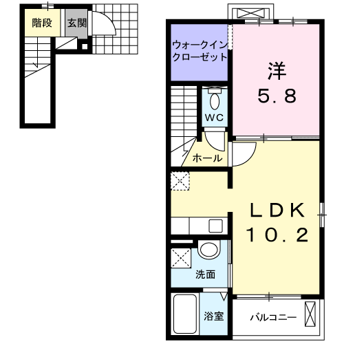 岡山市南区豊浜町のアパートの間取り