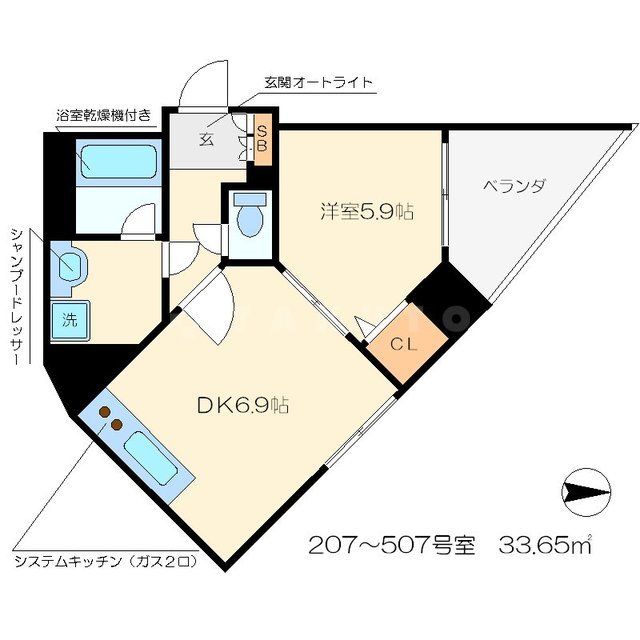 京都市右京区西院上今田町のマンションの間取り