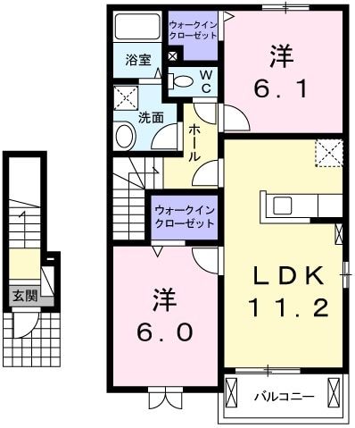 青梅市畑中のアパートの間取り