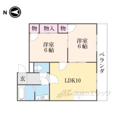 宇治市莵道のマンションの間取り