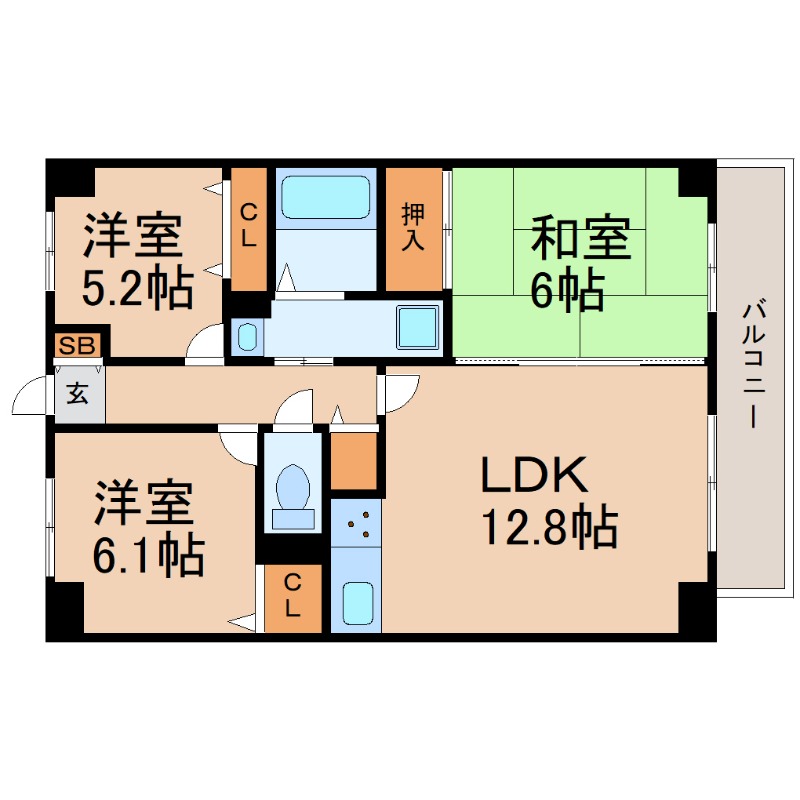 尼崎市西立花町のマンションの間取り