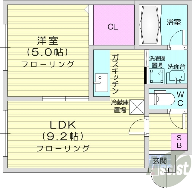 ブランノワール東区役所の間取り