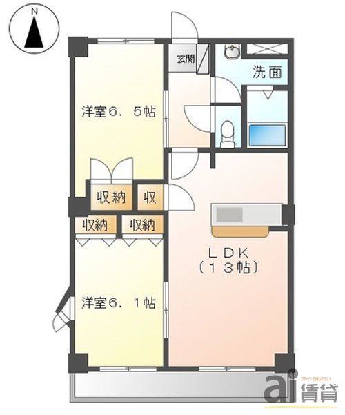 ＪＲ武蔵野線 東所沢駅 徒歩19分 5階建 築22年の間取り写真