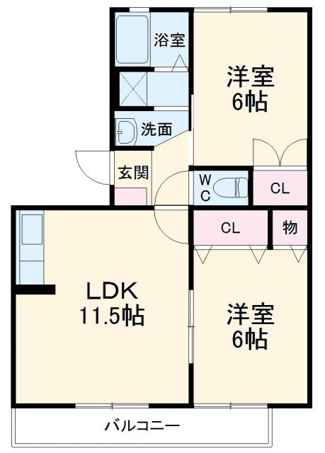 袋井市方丈のアパートの間取り