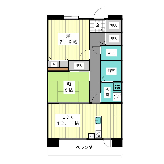 アーバンラフレ虹ヶ丘中５号棟の間取り