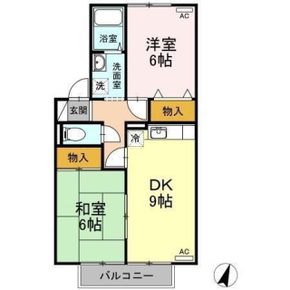 松山市西垣生町のアパートの間取り