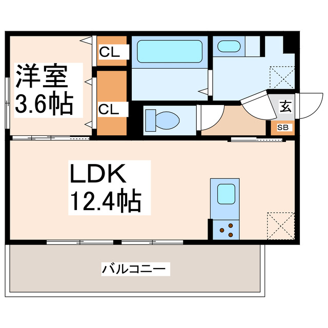 熊本市中央区本荘のアパートの間取り