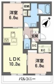 倉敷市西阿知町のマンションの間取り