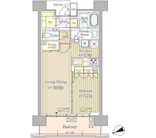 新宿区荒木町のマンションの間取り