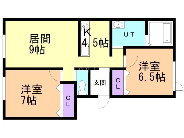 旭川市神楽岡十条のアパートの間取り