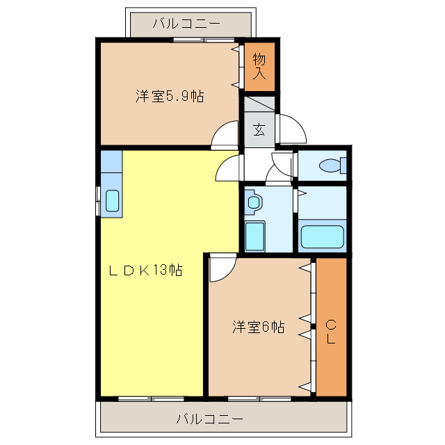 岐阜市正木のマンションの間取り