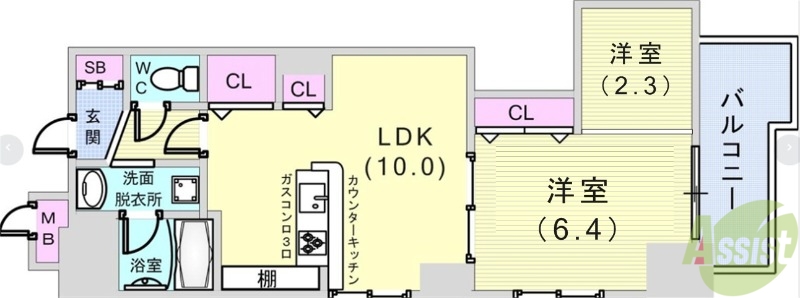 神戸市東灘区岡本のマンションの間取り