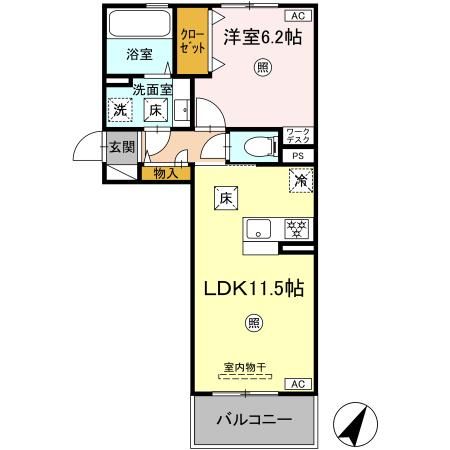 【（仮）D-ROOM宇土市北段原町　B棟の間取り】