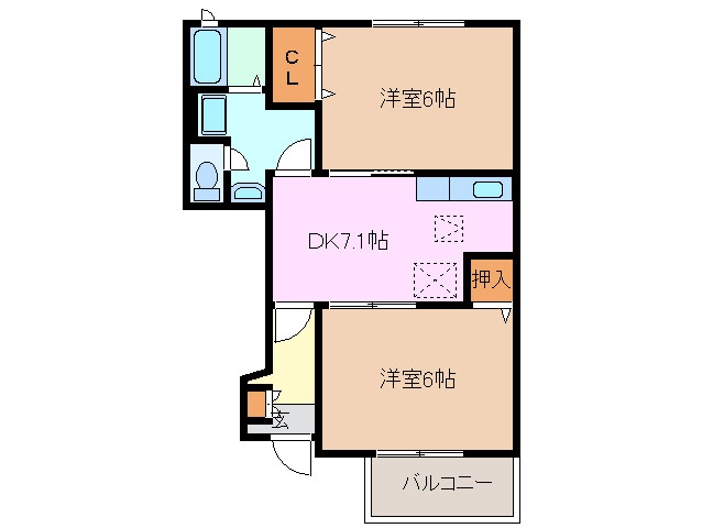 津市西古河町のアパートの間取り