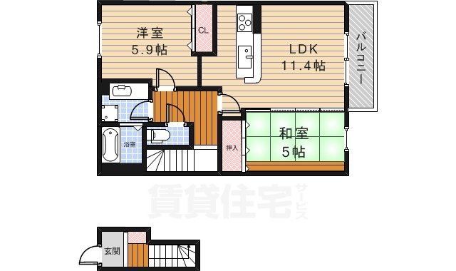 豊中市春日町のアパートの間取り