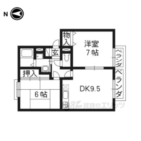 京都市北区西賀茂南川上町のアパートの間取り