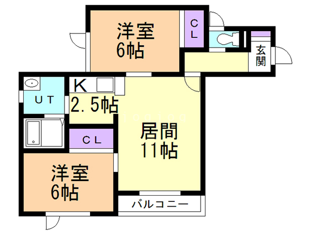 札幌市中央区北十四条西のアパートの間取り