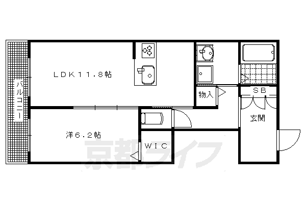 京都市中京区西ノ京冷泉町のマンションの間取り