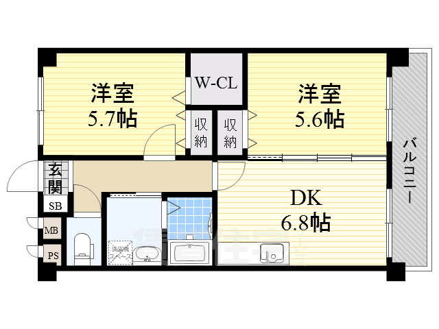 豊中市浜のマンションの間取り