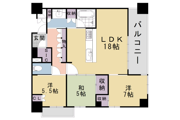 京都市東山区小松町のマンションの間取り