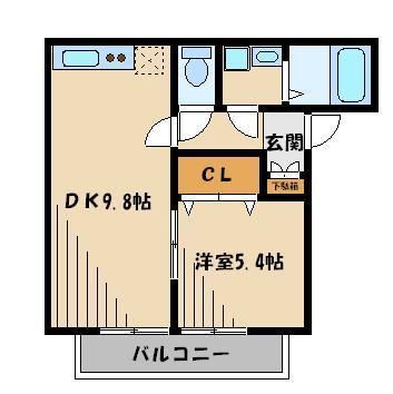 越谷市大字上間久里のアパートの間取り