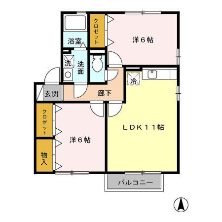 高崎市下中居町のアパートの間取り