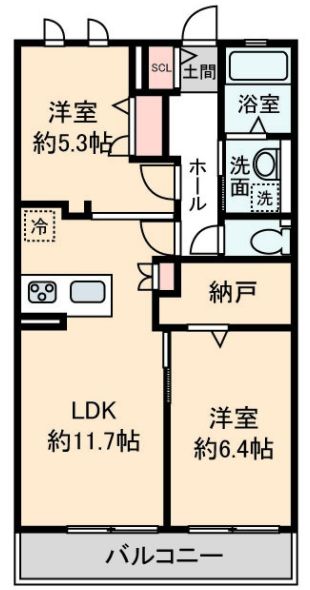 鎌倉市山ノ内のアパートの間取り