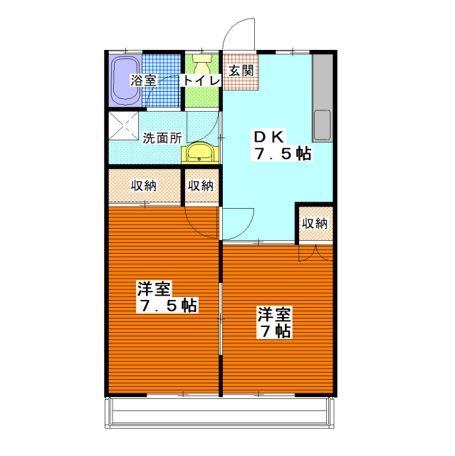 ひたちなか市高場のアパートの間取り