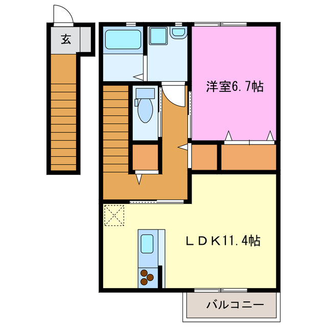 【浜松市浜名区都田町のアパートの間取り】