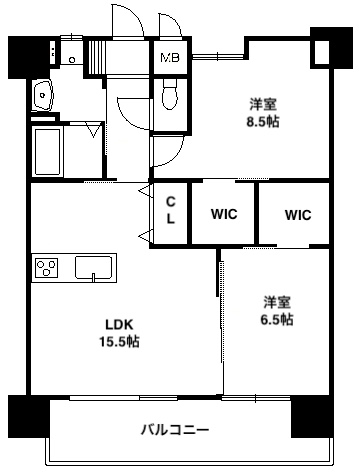 【北九州市小倉北区浅野のマンションの間取り】