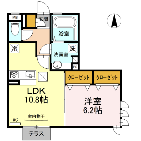 熊本市中央区春竹町大字春竹のアパートの間取り