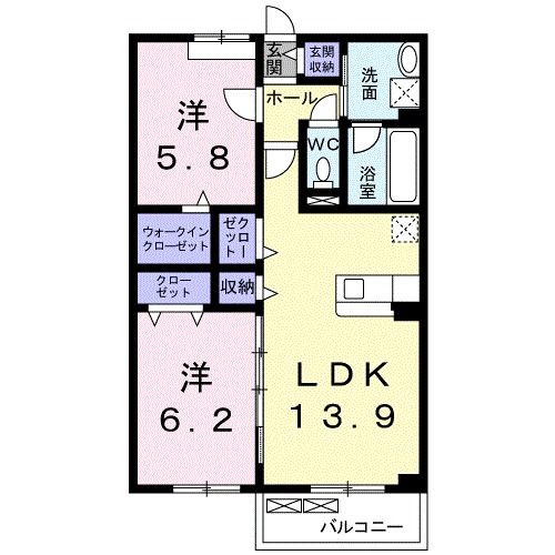 堺市北区百舌鳥梅町のアパートの間取り