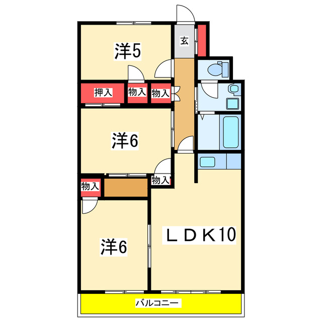 新潟市西区浦山のマンションの間取り